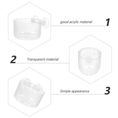 Yardwe 4Pcs Acrylic Fish Tank Feeding Cups with Suction Cup, Aquarium Feeder Bowls for Live Worm and Shrimp Feeding, Round and Oval Shapes for Fish Aquatic Pets