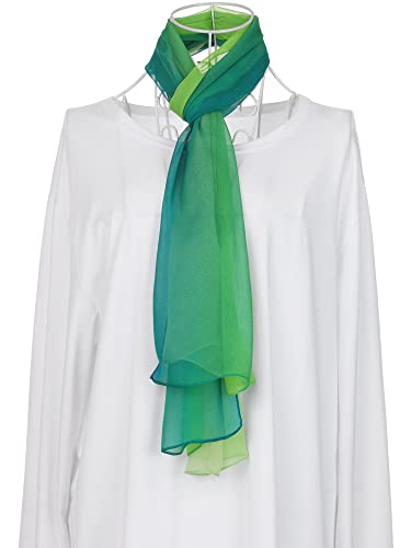 uxcell Women'sChiffon Sheer Long Scarf Silky Gradient Party - color: Dark Light Green