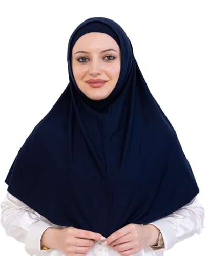 Prien Instant Hijab For Women, Muslim Long Scarf, Undercap Turban Set, Turkish Islamic Clothing, Prayer Clothes For Abaya - color: Navy Blue