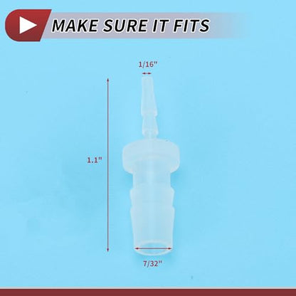 1/16" to 7/32" Hose Barb Fitting Hose Straight Reducing Coupler | 5 Pcs, Plastic, Clear, Fits 1/16" to 7/32" ID Flexible Tube, Barb Reducer Fitting, for Aquarium, Fountain, Drip Irrigation - size: 1/16"-7/32"