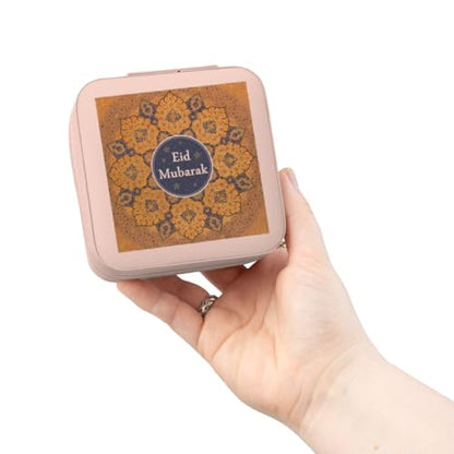 3dRose Eid Mubarak in Gold Mandala - Happy Eid Wishes - Islam Muslim holiday Jewelry Travel Case Pink