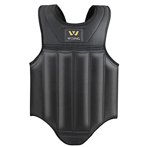 Wesing Martial Arts Muay Thai Boxing Chest Protector MMA Sanda Chest Guard - size: Medium, style: Black