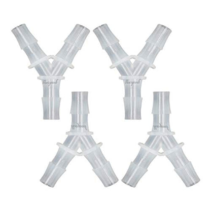 7/16" Polypropylene Y-Shaped 3-Way Barbed Hose Fitting, 4 Pcs | Y-shaped design splits one inlet into two angled outlets for air hoses and water pipes; supports routing and repair projects - style: 4pcs, 7/16" O.D.