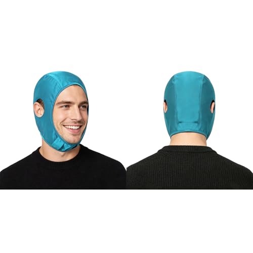 iiniim Wrestling Hair Cover Cap Grappling Hair Cap Black Full Cover Wrestling Headgear with Chin and Open Ears for Judo - color: Light Blue