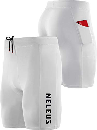 NELEUS Men's 3 Pack Running Compression Shorts with Pockets - color: 6072 Black/Grey/White,3 Pack, size: X-Large