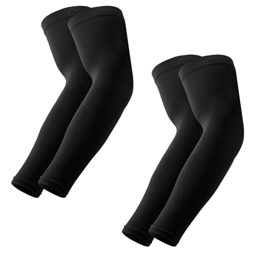 Arm Sleeves for Men/Women, Sun Sleeves UV Protection Volleyball - color: 2 Pairs: Black