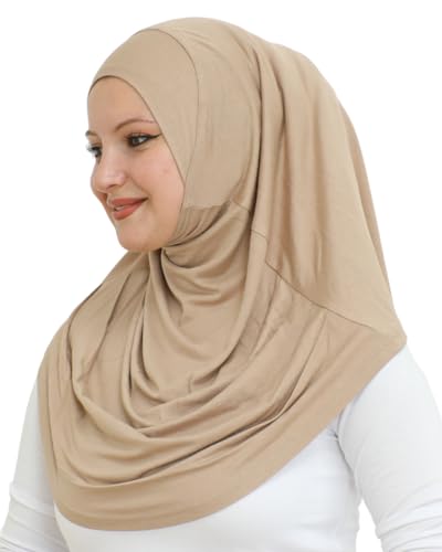 Prien Plain Ready To Wear Hijab for Women, Muslim Instant Turbans, Soft Jersey Scarf, Islamic Clothes, Long Hijabs, Abaya - color: Mink