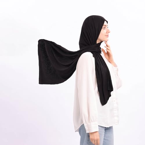 Non-see-through Premium Jersey Maxi Hijab Head Scarf Wrap for Muslim Women - color: Black