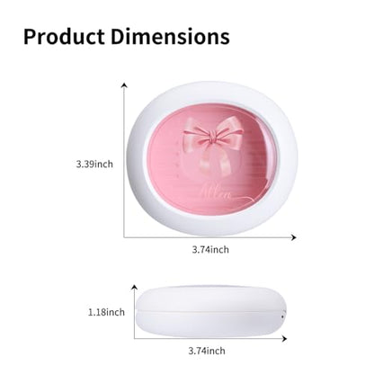 Pink Bow Custom Retainer Case with Silicone Pad, Portable Aligner Case Personlized Name Orthodontic Retainer Box, Denture Storage Container Travel Mouth Guard - color: Custom Pink Bow
