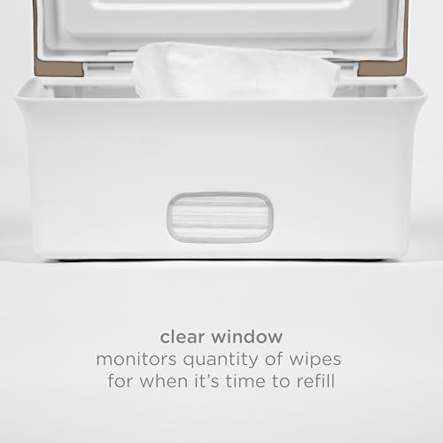 Ubbi Baby Wipes Dispenser with Weighted Plate, Taupe | Rubber Seal Keeps Wipes Fresh, Non-Skid Feet, Holds Standard Pack of Wipes, Baby Changing Station Essential - color: Taupe Wipes Dispenser, size: 1 Count (Pack of 1)
