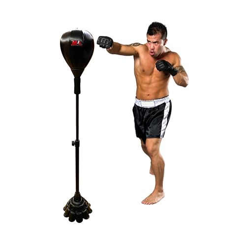 Boxing Bag with Stand, Standing Punching Bag, Adjustable Height Freestanding Speed Ball for MMA, Kickboxing, Muay Thai & Martial Arts for Training Reflexes, Timing and Fitness from Home/Gym