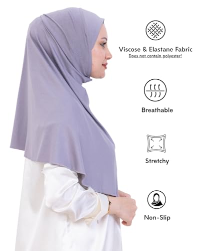 Prien Ready Hijab For Women, One Piece Muslim Instant Turban, Easy To Wear Long Head Scarf, Turkish Islamic Clothes For Abaya - color: Grey