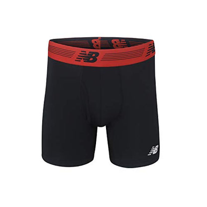 New Balance Men's Performance Boxer Briefs with Fly, Breathable Stretch Underwear, Moisture Wicking, Soft Waistband (3 Pack) - color: Team Red/Black/Team Red Viper