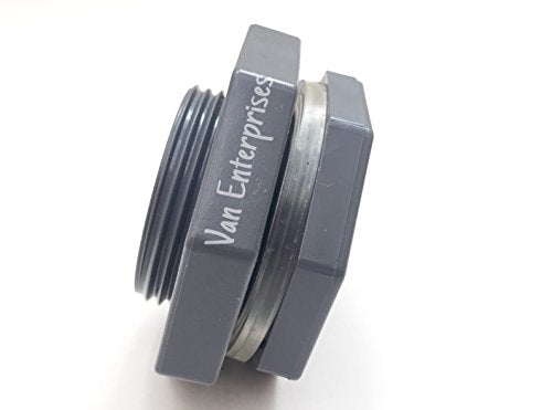 1" PRO Series PVC Bulkhead Tank Fitting Adapter w/Oversized Locking Nut for Rain Barrels, Aquariums, Water Tanks, Ponds - size: 1 Inch