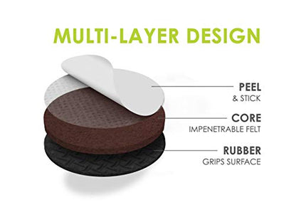 Slipstick GorillaPads CB149 Non-Slip Furniture Pads/Rubber Grippers (Set of 8) Self-Adhesive Furniture Feet Floor Protectors, 1-1/2 inch Round, Black - size: 1-1/2" Round