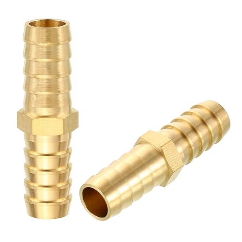2 Pack Brass Hose Barb Adapter, 1/2" Barb To 1/2" for Industrial, Automotive, Fluid Transfer, Home Gardening, and Water Treatment - size: 1/2" Barb To 1/2"