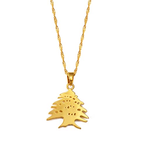 Liban Pendants Necklaces Lebanese Cedar Jewelry Lebanon Map Eastern Rite Church Maronite Cross Allah Symbol - color: Gold Color 1