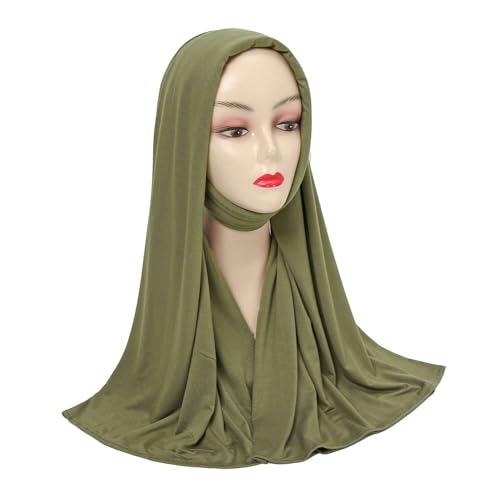 Soft Stretch Head Wrap Scarfs Long Turban Head Wrap Tie for Women - color: Army