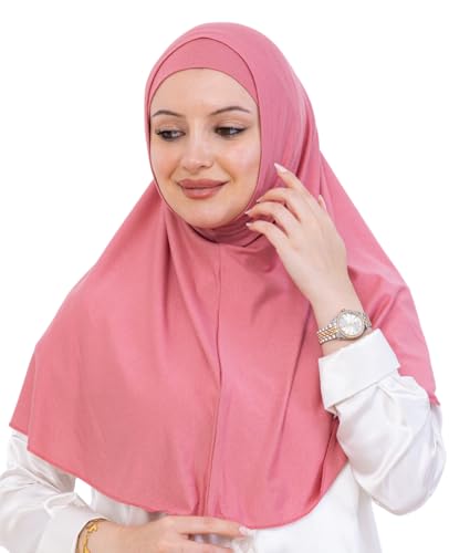 Prien Instant Hijab For Women, Muslim Long Scarf, Undercap Turban Set, Turkish Islamic Clothing, Prayer Clothes For Abaya - color: Dusty Rose