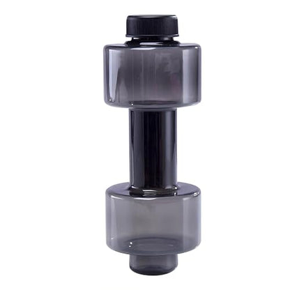 BDumbbell Shaped Sports Water Bottle Durable Plastic Gym Water Kettle For Fitness Outdoor And Daily Use - color: black