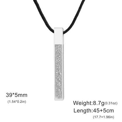 VASSAGO Islamic Ayatul Kursi Necklace for Women Men Stainless Steel/Leather Chain Muslim Allah Arabic 3D Bar Pendant Islam Eid Ramadan Gift Jewelry - color: Islamic Leather Necklace