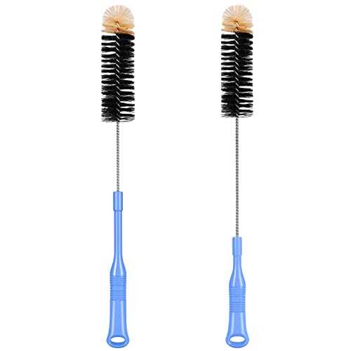 MOSOLAN Long Handle Bottle Brush, 17 Inch Bottle Brush Cleaner, 2 Pack | Extra Long Flexible Bendable Cleaner for Washing Narrow Neck Bottles, Wine Decanter, Kombucha, Pipes, Beer Brewing Supplies