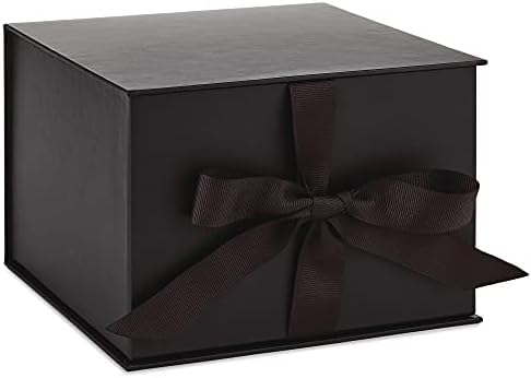Hallmark Medium Gift Box with Lid and Shredded Paper Fill (Black 7 inch Box) for Weddings, Graduations, Birthdays, Father's Day, Groomsmen Gifts, All Occasion (Pack of 12) - color: Black, size: Pack of 12