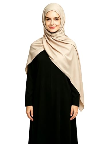 Lina & Lily Non-see-through Premium Jersey Maxi Hijab Head Scarf Wrap for Muslim Women - color: Beige