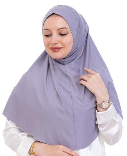 Prien Ready Hijab For Women, One Piece Muslim Instant Turban, Easy To Wear Long Head Scarf, Turkish Islamic Clothes For Abaya - color: Grey