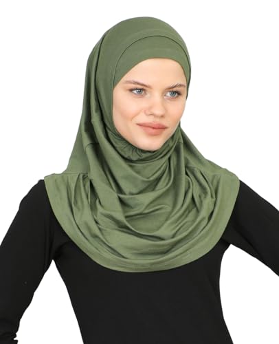 Prien Chic Ready To Wear Hijab For Women, Muslim Long Turban Undercap Set, Instant Scarf, Prayer Clothes For Girls, Abaya - color: Khaki