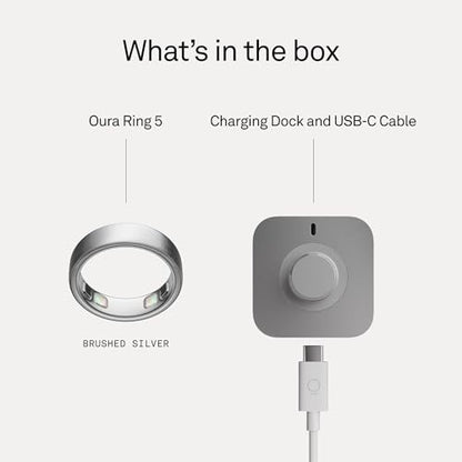 OURA Ring 5 Smart Ring - Brushed Silver - Size 7 - Fitness & Sleep Tracker - color: Brushed Silver, size: 7, style: Ring
