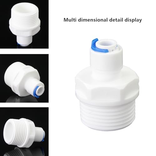 3/4" Male to 1/4" PE Tube Push-to-Connect Straight Adapter | Ideal for RO water purifier connections, garden hoses, pre-filtration systems, and standard plastic adapters (3-Pack) - style: 1/4” Tube to 3/4” Male Thread