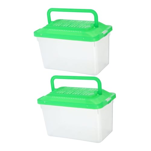 Happyyami 2pcs Portable Fish Tank Handle Aquarium for Travel Betta Container for Small Reptiles Turtles and Hamsters Space-Saving Pet Transport Box