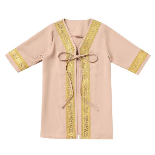 Newborn Baby Boys Muslim Ramadan Robe Long Sleeve Abaya Sets Eid Kaftan Dubai Islamic Outfits Arabic Kid Thobe - color: Khaki, size: 3-6 Months