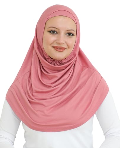 Prien Chic Ready To Wear Hijab For Women, Muslim Long Turban Undercap Set, Instant Scarf, Prayer Clothes For Girls, Abaya - color: Dusty Rose