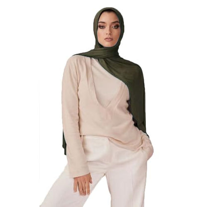 Soft Stretch Head Wrap Scarfs Long Turban Head Wrap Tie for Women - color: Army