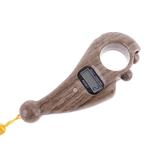 Digital Finger Tasbeeh Misbaha Counter for Prayer Islamic Tasbih Muslim (Light Brown Wood)