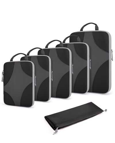 Bagsmart Compression Packing Cubes, Travel Bag Cruise Ship Essentials - color: Black, size: 6 Set