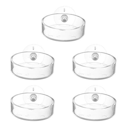 Mipcase 5pcs Acrylic Fish Feeding Cup with Suction Cup, 6.5cm Aquarium Feeder Bowl for Fish Tank and Shrimp Feeding, Aquatic Supplies for Aquarium Accessories
