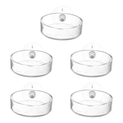 Mipcase 5pcs Acrylic Fish Feeding Cup with Suction Cup, 6.5cm Aquarium Feeder Bowl for Fish Tank and Shrimp Feeding, Aquatic Supplies for Aquarium Accessories