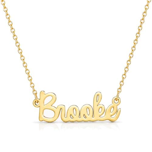 MOMOL 18K Gold Plated Stainless Steel Name Necklace Personalized Custom Name Necklace Customized Nameplate Necklace for women - style: Brooke