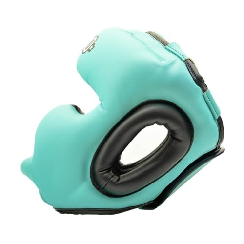 YOKKAO Premium Head Guard | Handmade Genuine Leather Headgear | Ideal for Muay Thai, Boxing, Kickboxing Sparring, Hard Training & Professional Competitions - color: Tiffany/Black Training, size: Large