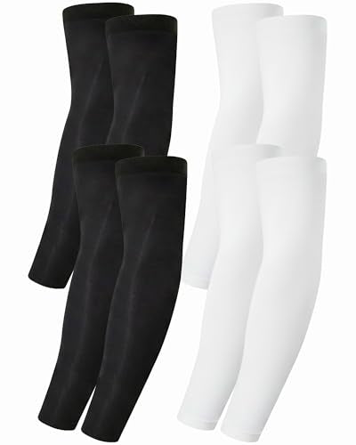Xeoxarel Arm Sleeves for Men & Women (Available in 4 Pairs/12 Pairs) - color: 2 Pairs Black Arm Sleeve, 2 Pairs White Arm Sleeve
