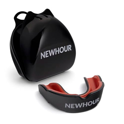 Basic Sports Mouthguard for Boxing, MMA & Football | Boil-and-bite fit with ventilated case - color: Black