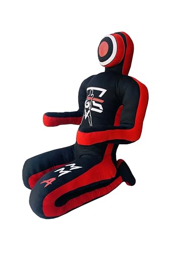 PGS Grappling Dummy for Wrestling Brazilian Jiu Jitus MMA Punching Bag Judo Karate Practice Martial Arts Training Boxing Self Defense Dummy – UNFILLED - color: Black Red, size: 6FT (70 Inches)