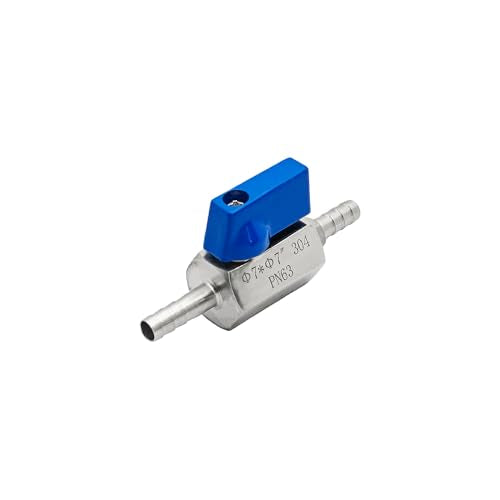 1/4” 304 Stainless Steel Mini Barb Ball Valve, Hose Shut Off Valve with Clamps, Corrosion Resistant Shut-Off Switch for Water, Gas, Fuel, Drip Irrigation, Aquariums - size: 1/4”