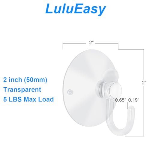 12 Pieces Large Suction Cups with Hooks 2 inch Clear Plastic Sucker Hooks for Glass Window Wall Festivals Parties Theme Carnival Decoration Door Bathroom Kitchen - size: 2"+hooks"