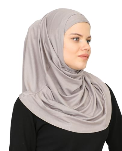 Prien Chic Ready To Wear Hijab For Women, Muslim Long Turban Undercap Set, Instant Scarf, Prayer Clothes For Girls, Abaya - color: Light Mink