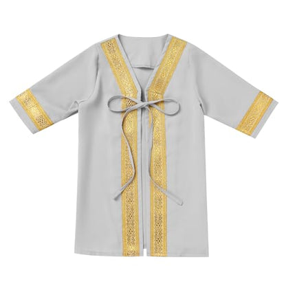 Newborn Baby Boys Muslim Ramadan Robe Long Sleeve Abaya Sets Eid Kaftan Dubai Islamic Outfits Arabic Kid Thobe - color: Gray, size: 3-6 Months