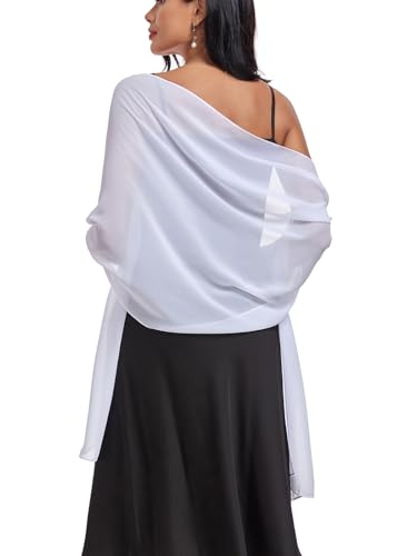 Shawls and Wraps Soft Chiffon Scarve Scarf For Evening Party Dresses Wedding Stole - color: White1